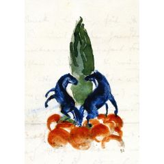 Two LIttle Blue Horses Painting Reproduction