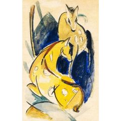 Two Yellow Animals, also known as Two Yellow Deer Painting Reproduction