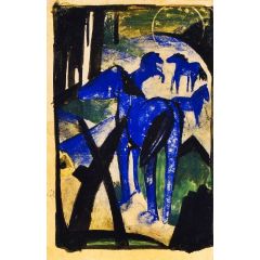 The Mother Mare of the Blue Horses I Painting Reproduction