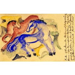 Red and Blue Horse Painting Reproduction