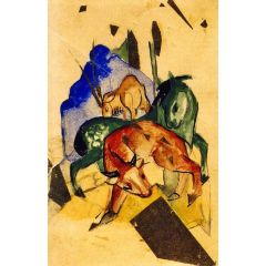 Three Animals on the Blue Mountain Painting Reproduction