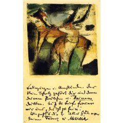 Two Animals, also known as Gazelle and Fox Painting Reproduction