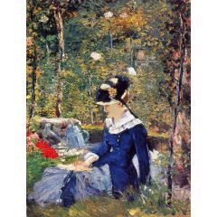 Young Woman in the Garden Painting Reproduction