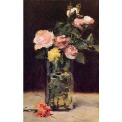 Roses in a Glass Vase Painting Reproduction