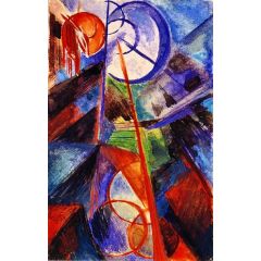 Abstract Mountain Landscape with Fabulous Beast, also known as Red Deer Painting Reproduction