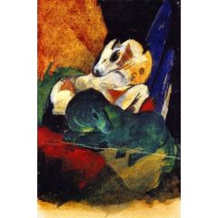 Green and White Horse Painting Reproduction