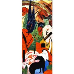 Landscape with Animals and Rainbow Painting Reproduction