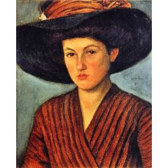 Young Lady with a Large Hat Painting Reproduction