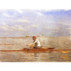 John Biglin in a Single Scull Painting Reproduction