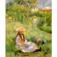 Young Girl in the Garden at Mezy Painting Reproduction