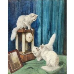 Three Curious Cats Painting Reproduction