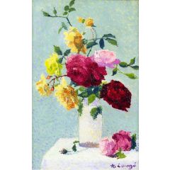 Bouquet of Roses in a Vase Painting Reproduction
