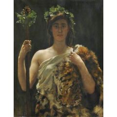 Young Girl Draped in a Tiger Skin Painting Reproduction