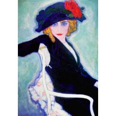 Woman with Cigarette, hat, also known as Portrait of Lisette w Cigarette Painting Reproduction