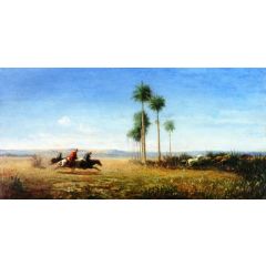 Three Riders and Horses Galloping on a Plain, Venezuela Painting Reproduction