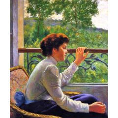 Waiting, also known as Girl by the Window Painting Reproduction