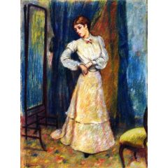 Woman Adjusting Her Skirt Painting Reproduction