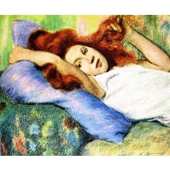 Red Head Lying Down Painting Reproduction