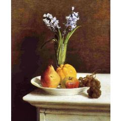 Still Life: Hyacinths and Fruit Painting Reproduction
