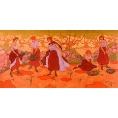 Five Woman at the Harvest Painting Reproduction