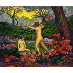 The Faun and Spring, also known as Nymphs in a Clearing Surprised by a Faun Painting Reproduction