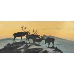 Reindeer, Reinsdyr Painting Reproduction