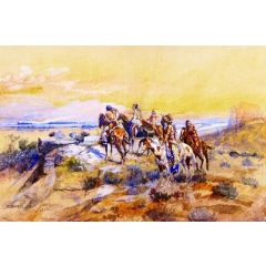 Watching the Iron Horse Painting Reproduction