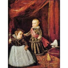 Prince Baltasar Carlow with a Dwarf Painting Reproduction