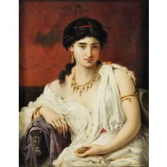 Portrait of a Young Woman in White Painting Reproduction