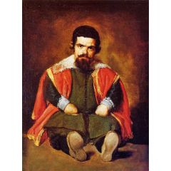 The Buffoon Sebastián de Morra, also known as A Dwarf Sitting on the Floor Painting Reproduction