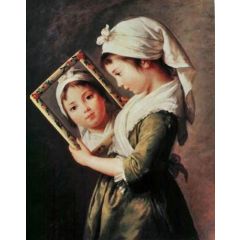 Julie Le Brun with a mirror Painting Reproduction