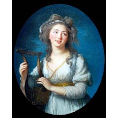 Woman Playing a Lyre Painting Reproduction