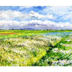 Fields, Plaine de Gennevilliers, Study in Yellow and Green Painting Reproduction
