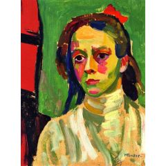 Girl with Red Bow Painting Reproduction