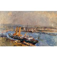 The Port of Rouen Painting Reproduction