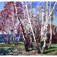 Birch Trees in the New Garden Painting Reproduction