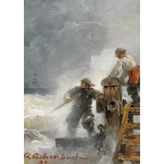 At the Pier, An der Mole Painting Reproduction
