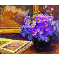 Purple Daisies Painting Reproduction