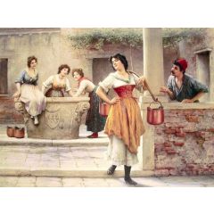 Flirtation at the Well Painting Reproduction