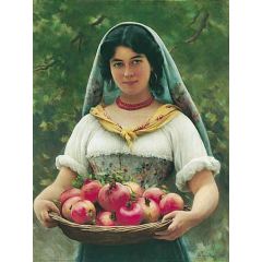 Girl with Pomegranates Painting Reproduction
