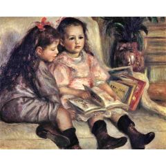 Portraits of Two Children Painting Reproduction