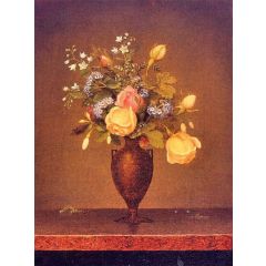 Wildflowers in a Brown Vase Painting Reproduction