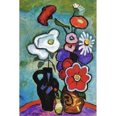 Flowers with White Rose Painting Reproduction