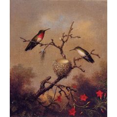 Ruby-Throated Hummingbird Painting Reproduction
