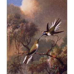 Two Sun Gems on a Branch Painting Reproduction