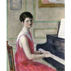 Woman at a Piano Painting Reproduction