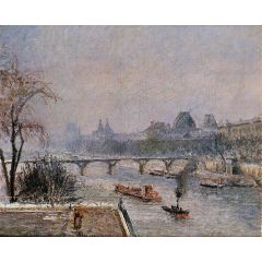 The Louvre, Morning, Snow Effect Painting Reproduction