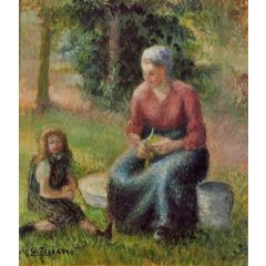 Peasant Woman and Her Daughter, Eragny Painting Reproduction