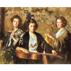 My Three Granddaughters Painting Reproduction
