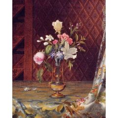 Vase of Mixed Flowers Painting Reproduction